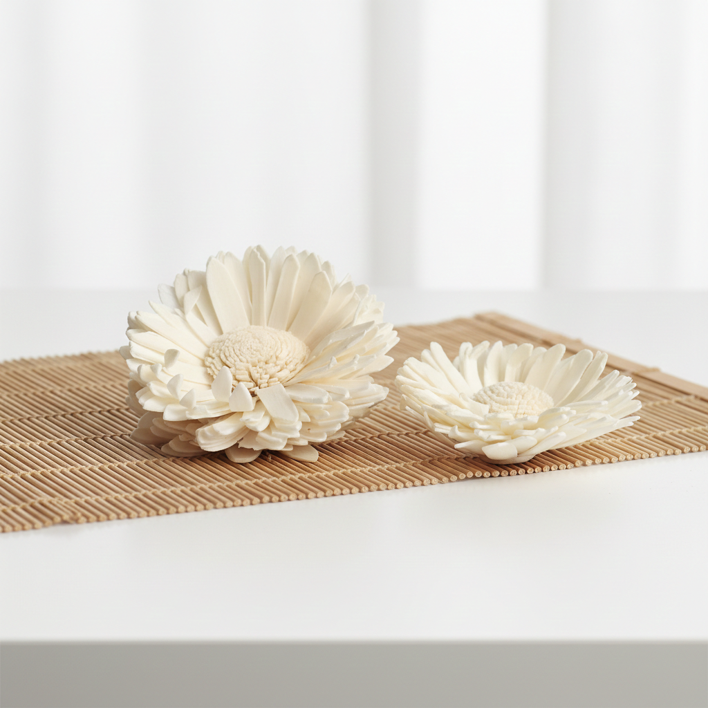 Přírodní dekorace květ Shola Sunflower – smetanová